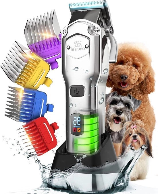 Draadloso/ripreseabile pettineatore per cani con lame metalliche rimovibili - Silenzioso e adatto per pelo spesso/crizante/fine/ondeggiante