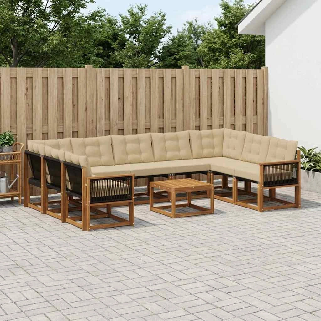 Set di divani da esterno 10 pz Naturale e Beige 3382225