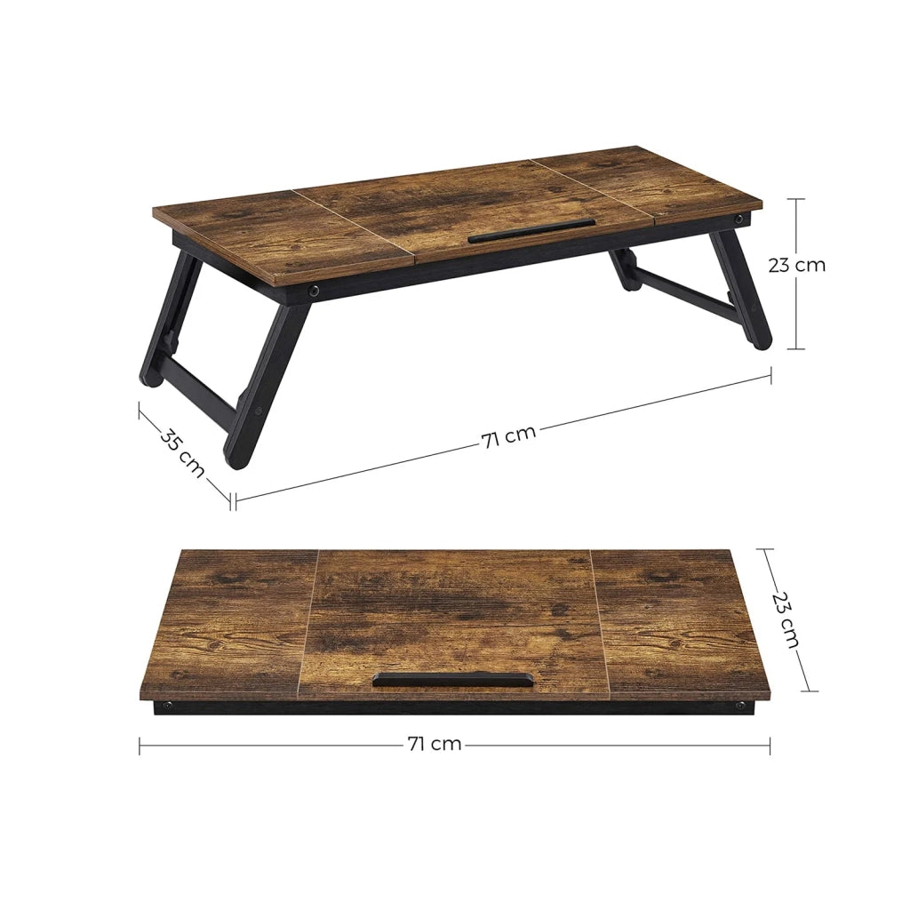 Tavolino da letto supporto per laptop fino a 143 pollici vassoio per la colazione per destrimani e mancini con piedini regolabili e cassetto marrone scuro rustico 12_0007658
