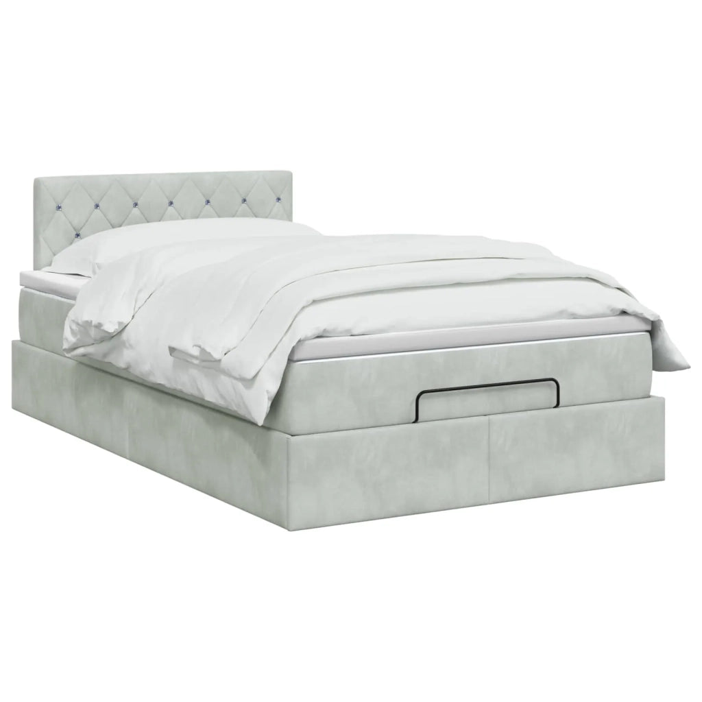 Letto Ottomano con Materasso e LED Grigio Chiaro 120 x 200 cm 3457059