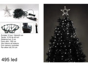Tenda Albero di Natale Minilucciole 495 Led con Puntale Bianco Freddo