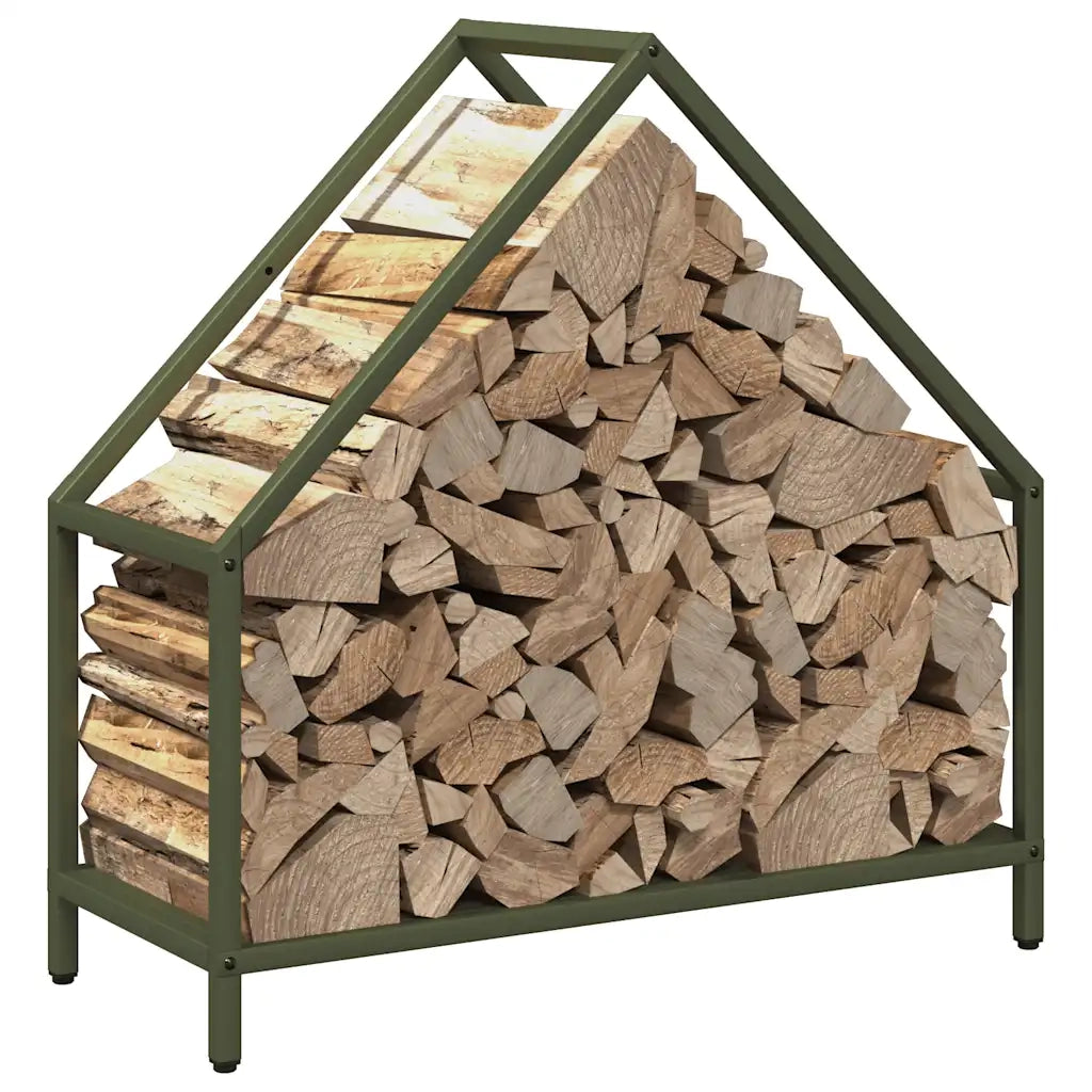 Rastrelliera per Legna da Ardere Verde Oliva 60x25x60 cm 864306