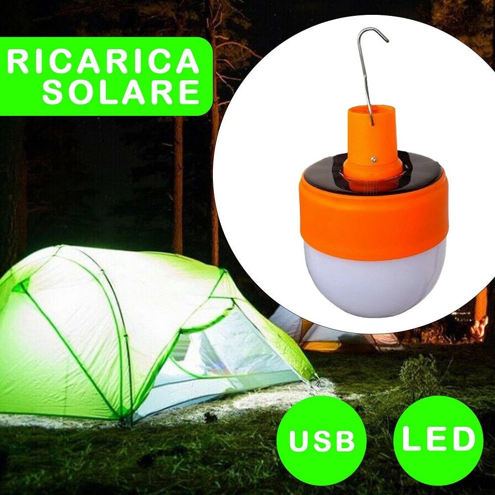 Trade Shop - Lampada Multifunzione Portatile Ricarica Solare Led Usb Lanterna Gancio Tx-9638 -
