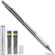Vulpen con Pennello Metallico 0,9 mm - 8 Cariche 2B - 4 Gomme - Penna Automatica - Ideale per Scrivere/Schizzi - Penna Meccanica