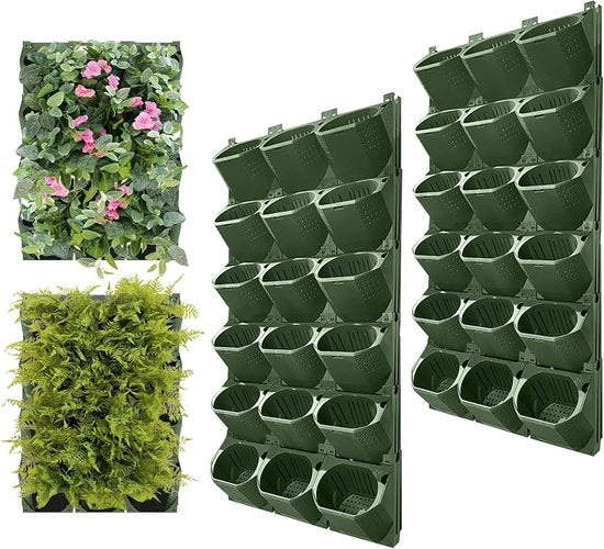 Piantine autoirriganti per muro - Vaschette per piante appese - 36 pezzi - Verde - Plastica di alta qualità