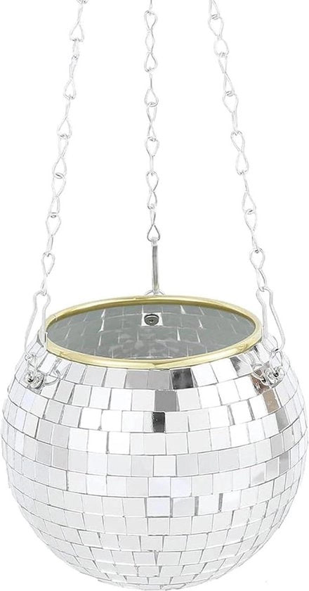 Pendente per piante Discobal vaso da fiore 15 cm pendente con scultura discobolo e catena per decorazione interna - argento