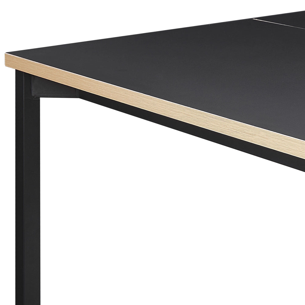 Tavolo da conferenza allungabile in MDF nero 140/190 x 90 cm con struttura in acciaio, moderno, per l'ufficio domestico