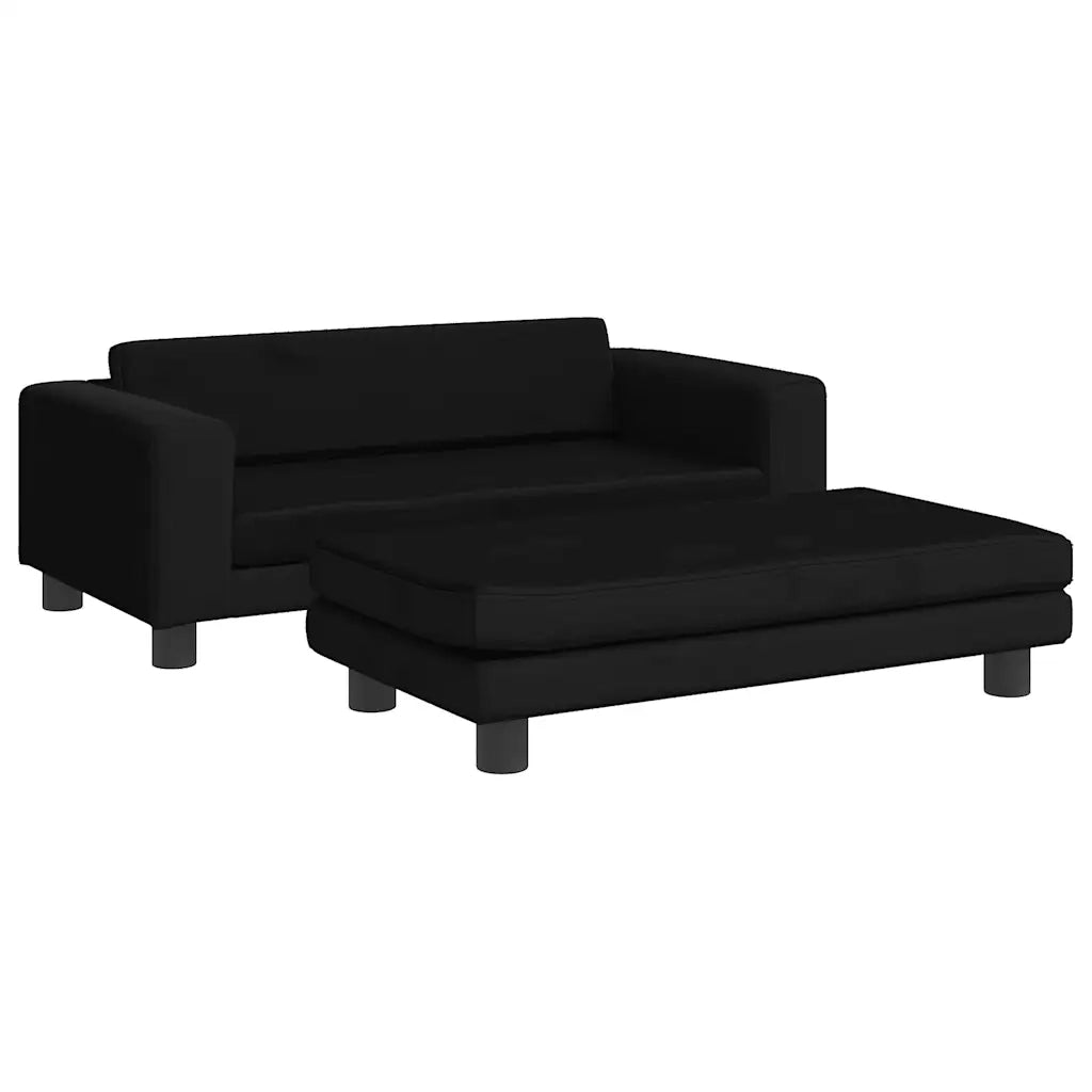 Divano per Bambini con Poggiapiedi-Sofa-Divanetto Nero 100x50x30 cm in Velluto