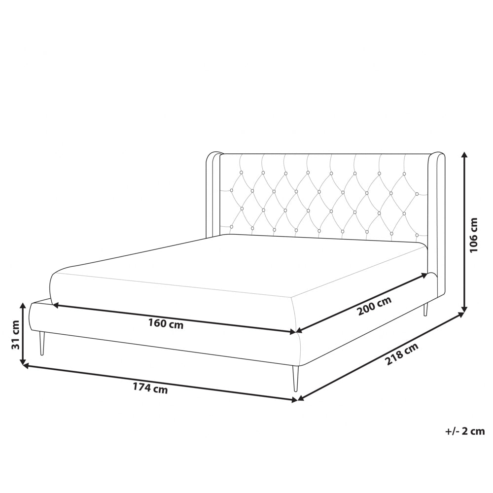 Letto matrimoniale in velluto grigio 160 x 200 cm design moderno