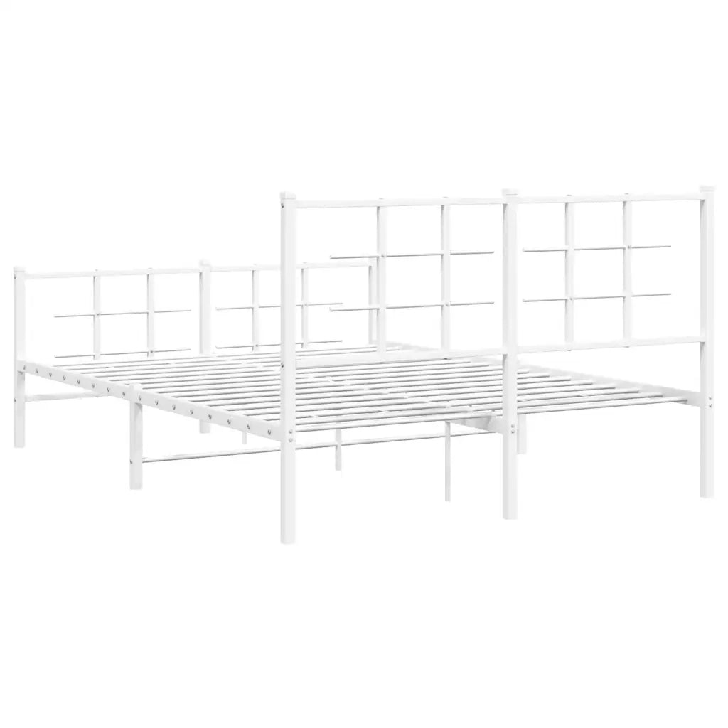 Giroletto con Testiera e Pediera-Struttura Letto Metallo Bianco 135x190 cm 757701