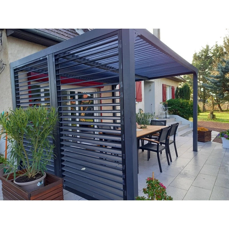 Pannello laterale veneziana in alluminio per pergola lato 3 metri – lamelle regolabili con manovella – PERBIV30 Foresta
