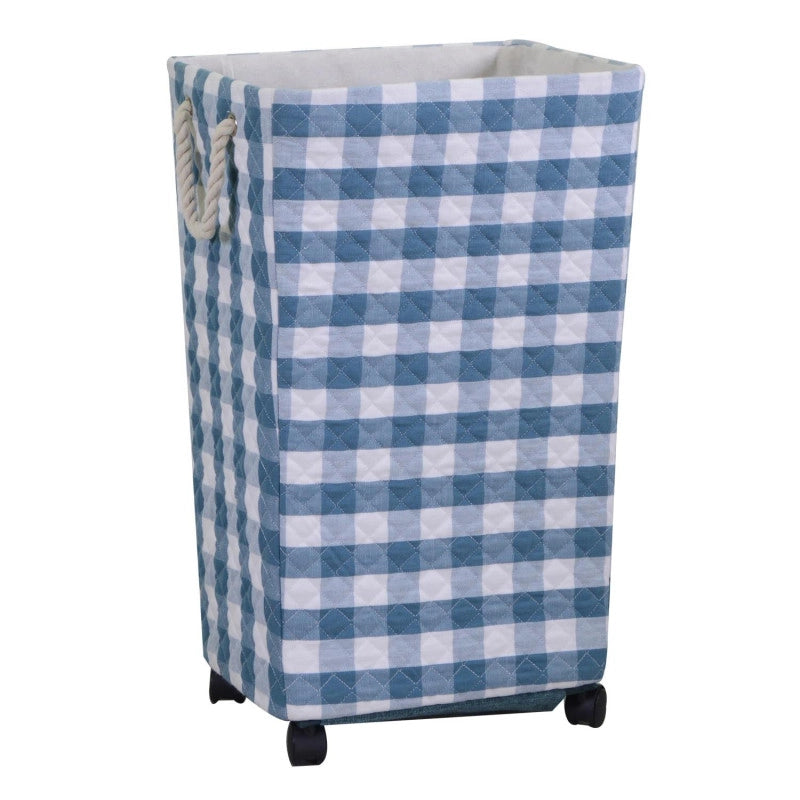 Cestone tessuto azzurro rettangolare con rotelle cm 40x30h70