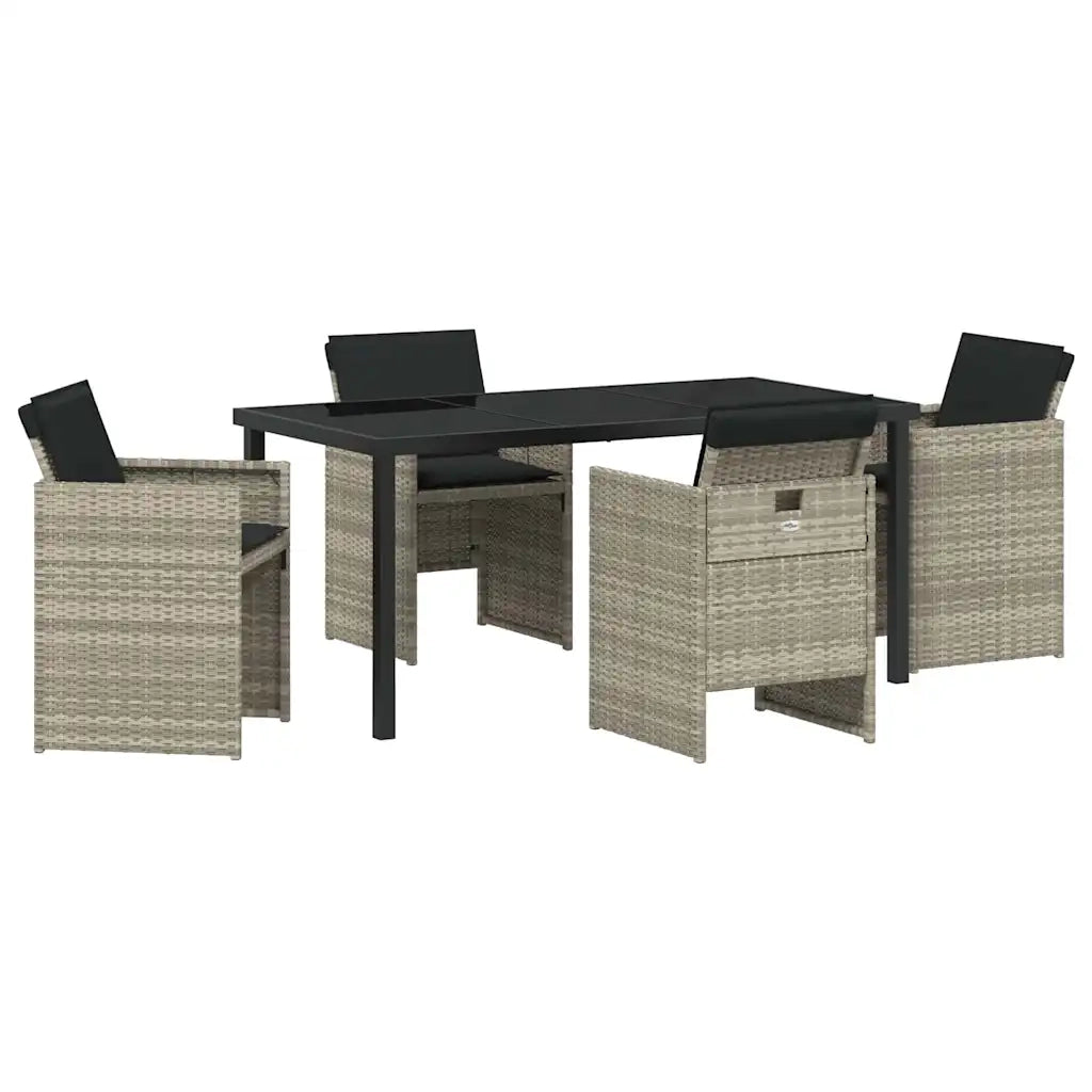 Set da Pranzo per Giardino 5 pcs Grigio chiaro polyrattan