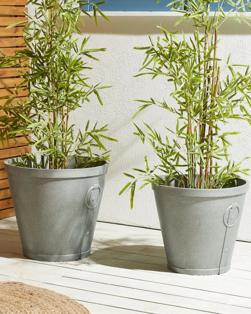 Vaso per piante fioriera in fibra grigio massiccio argilla per esterni 45 x 41 cm per tutte le stagioni