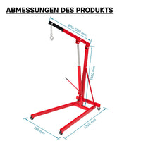 gruetta idraulica da officina per sollevamento motori, gru manuale pieghevole con braccio regolabile, carico max 500kg