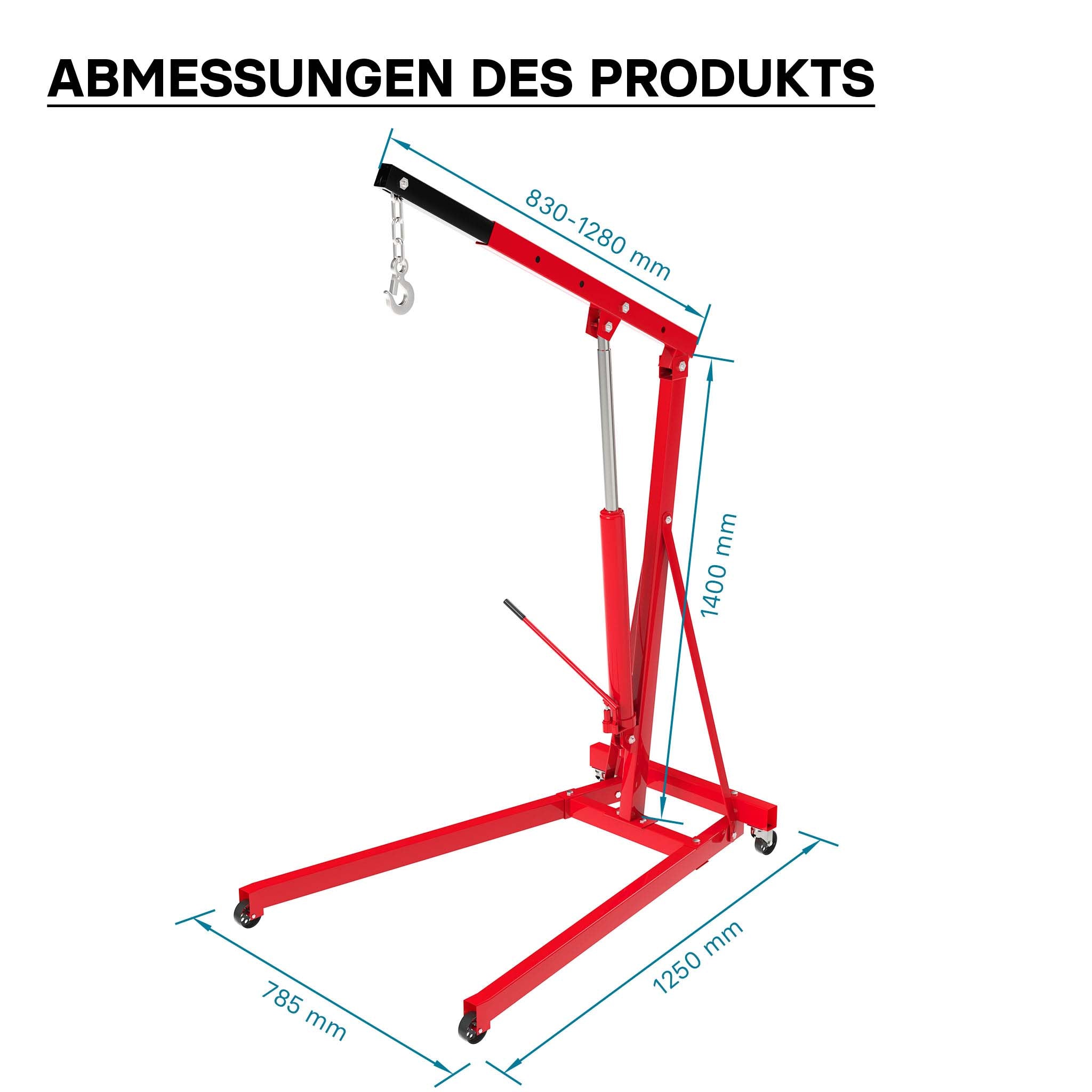 gruetta idraulica da officina per sollevamento motori, gru manuale pieghevole con braccio regolabile, carico max 500kg