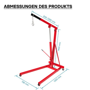 gruetta idraulica da officina per sollevamento motori, gru manuale pieghevole con braccio regolabile, carico max 500kg
