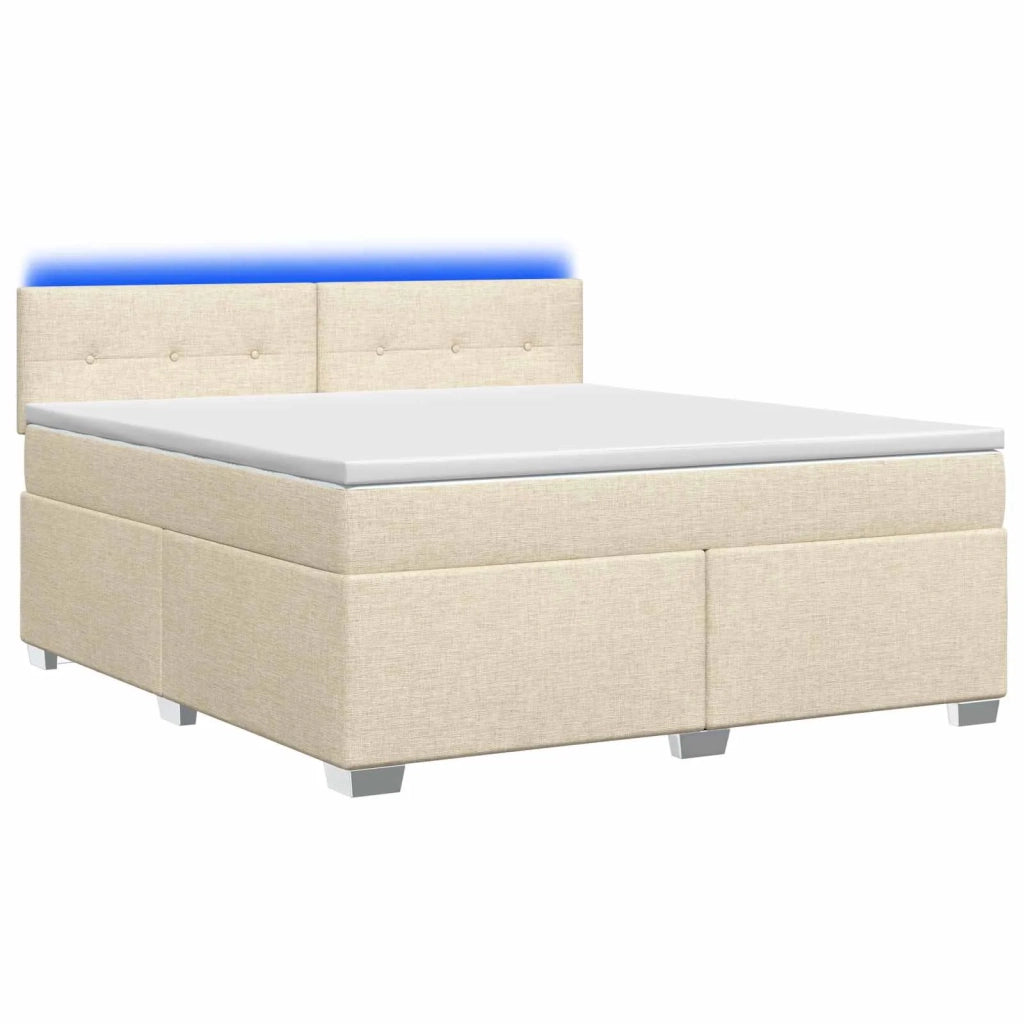 Letto con Box Spring, Materasso e LED Crema 140 x 200 cm 3451964