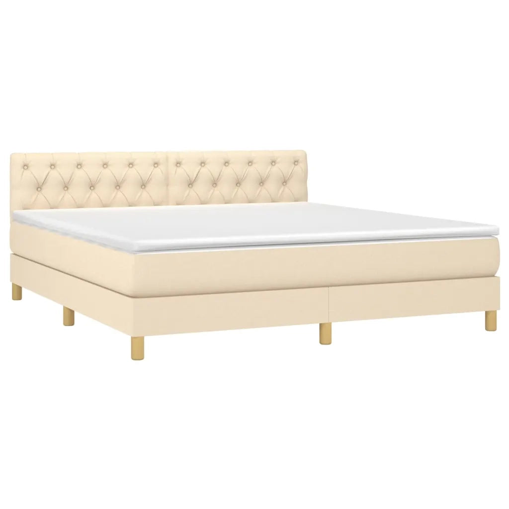 Letto a Molle con Materasso e LED Crema 160x200 cm in Tessuto 3133970