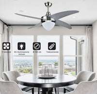 Ventilatore da Soffitto 4 Pale e Lampada Ø132cm 3 Velocità Vannini Chic