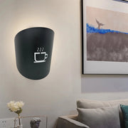 APPLIQUE LAMPADA DA PARETE MODERNA PER MURO LUCE IN METALLO NERA TAZZINA CAFFE' PER BAR B&B RISTORANTE CASA HOTEL