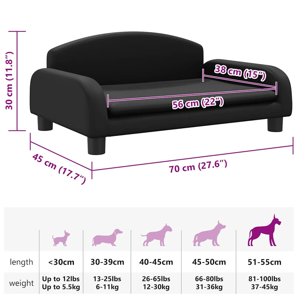 Cuccia per cani a forma di cesto comoda 70 x 45 x 30 cm in similpelle nera 02_0042831