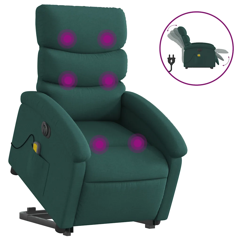 Poltrona Alzapersona Massaggiante Elettrica Verde Scuro Tessutocod mxl 109036