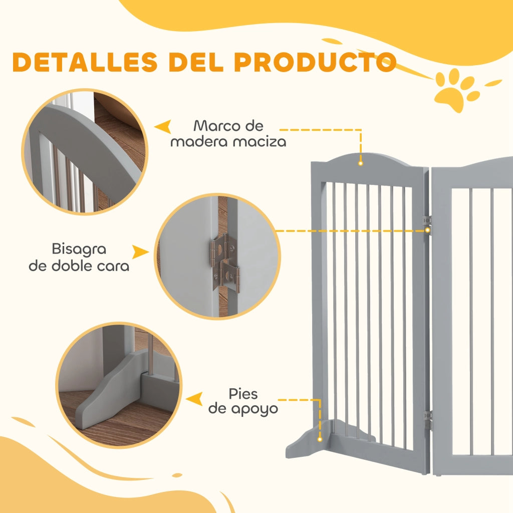 Cancello per Cani Pieghevole per Scale e Porte con Supporto a Piede ¨C Zephmum ¨C Grigio 154x30x80 cm