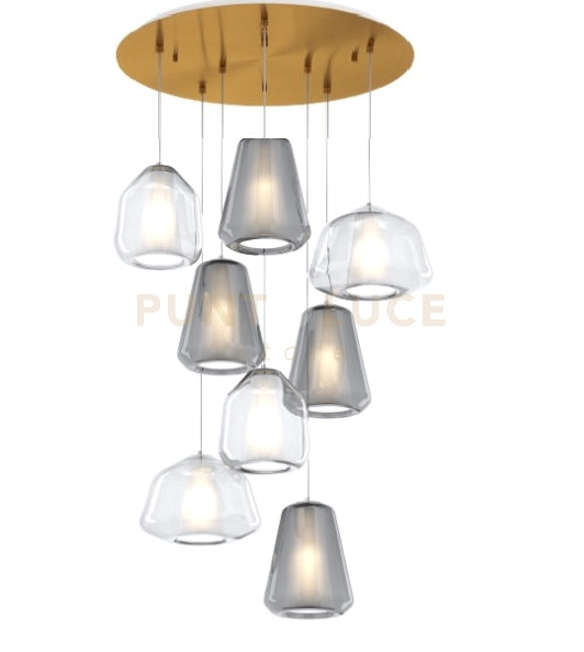 SOSPENSIONE OTTONE SAT. 8 LUCI TONDA VETRI (ALPHA 2X TR) (BETA 2X TR) (GAMMA 4X FU) 1176OS-S8 T ABG-TF