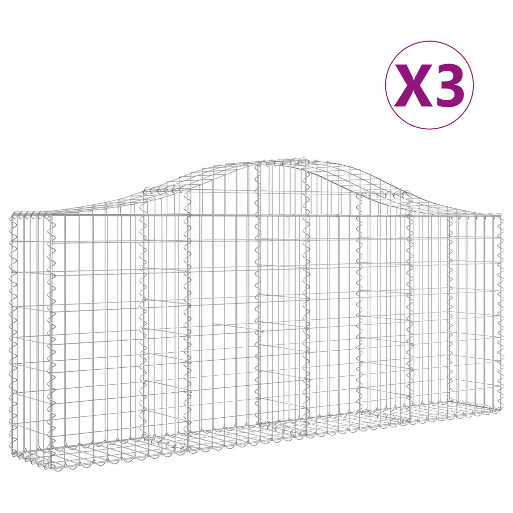 Cesti Gabbioni ad Arco 3 pz 200x30x80/100 cm Ferro Zincato