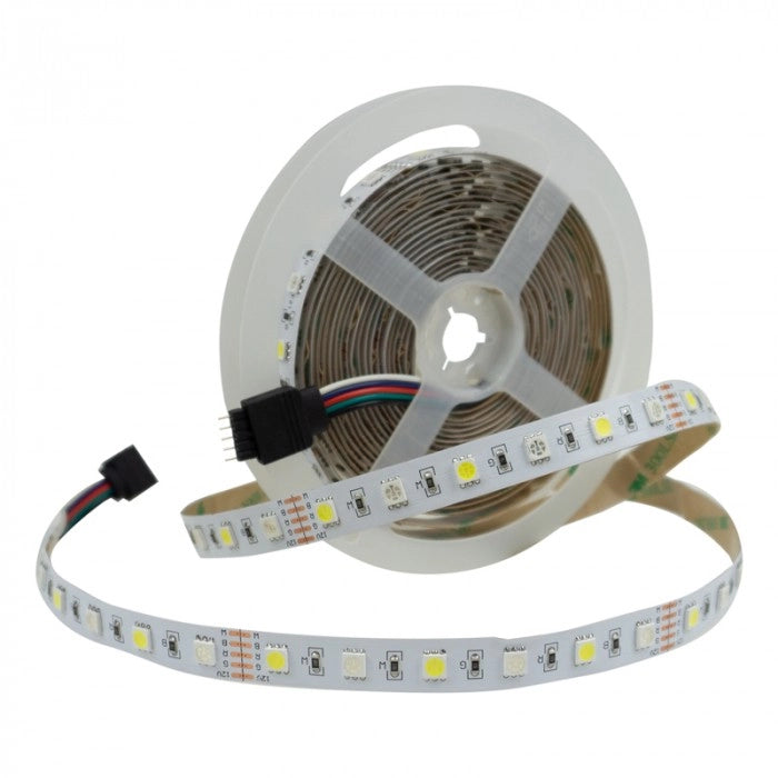 Striscia LED RGB+Bianco Freddo 6500K 5m 12V IP20 14,4W/m