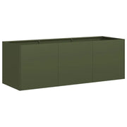 Fioriera | Cassetta per fiori | Vaso Verde Oliva 120x40x40 cm in Acciaio Laminato a Freddo