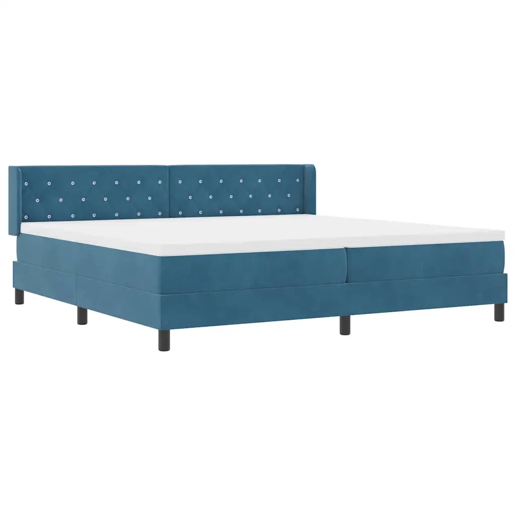 Letto a molle con testiera Blu Scuro 200 x 200 cm Velluto 3341436