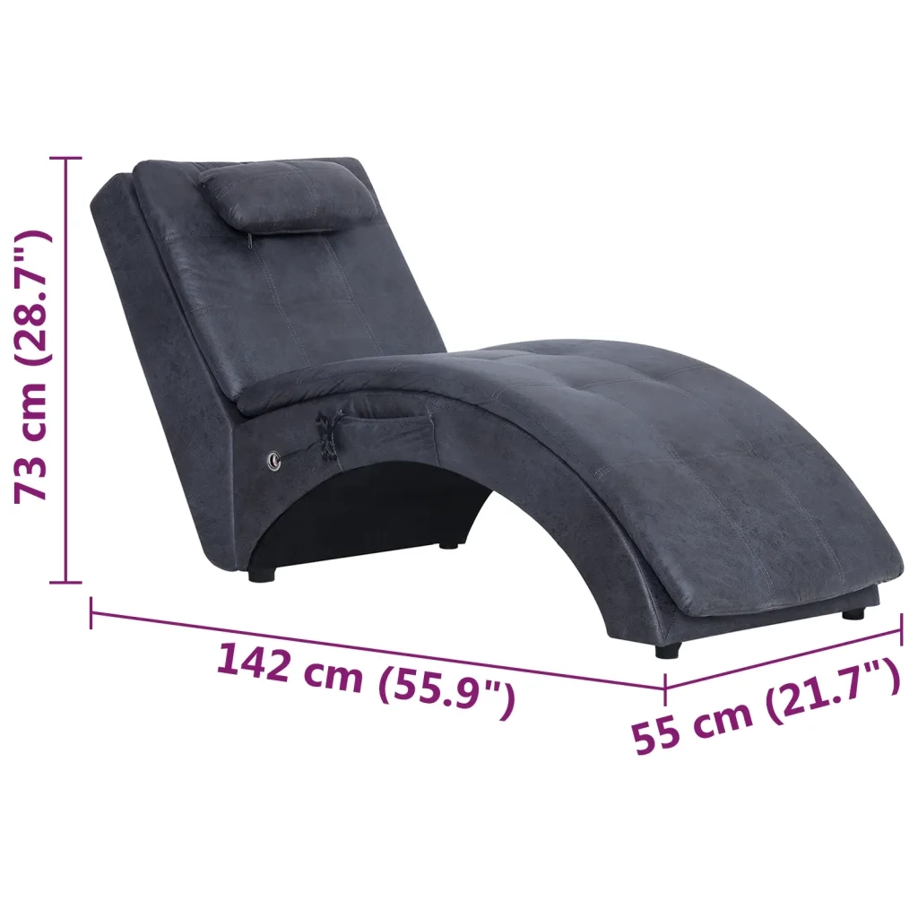Sdraio Massaggiante con Cuscino Grigia Similpelle Scamosciata 281350