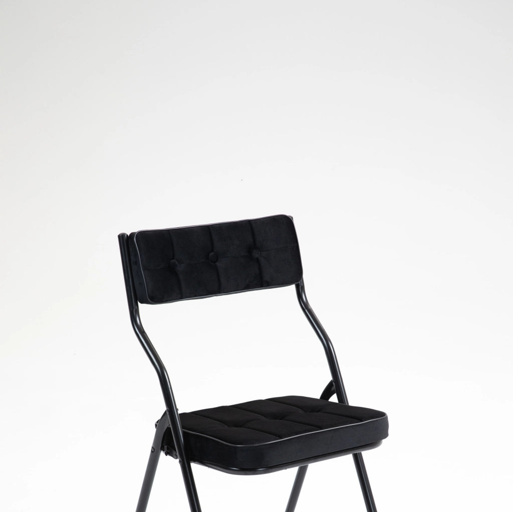 Sedia pieghevole da pranzo 46x47x90 cm nera, set da 2, con cuscino