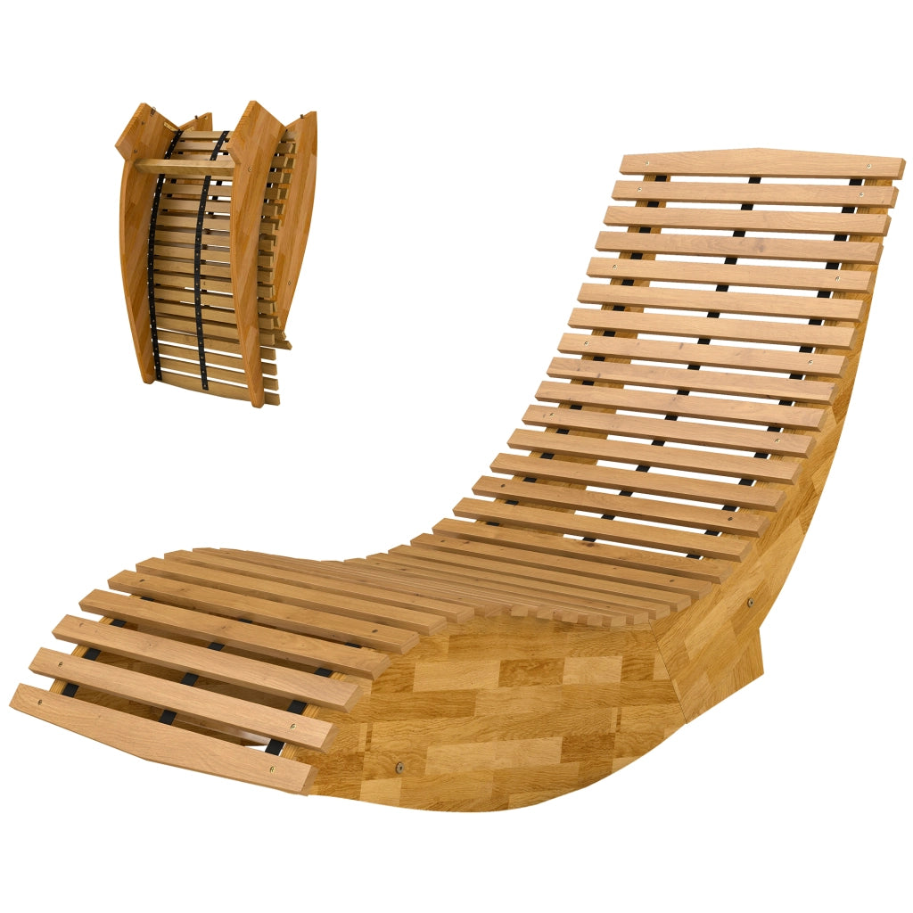 Lettino da giardino in legno di acacia pieghevole con design a doghe ergonomico ¨C zephmum ¨C 60x156x77 cm