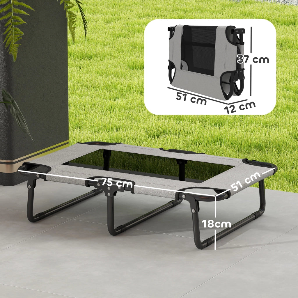Letto per cani rialzato pieghevole ¨C zephmum ¨C grigio chiaro 75x51x18 cm