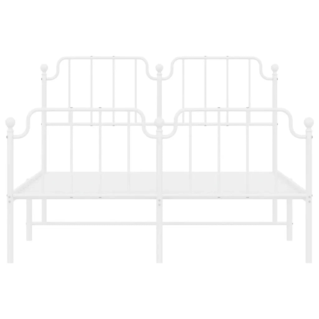 Giroletto con Testiera e Pediera Metallo Bianco 150x200 cm 373956