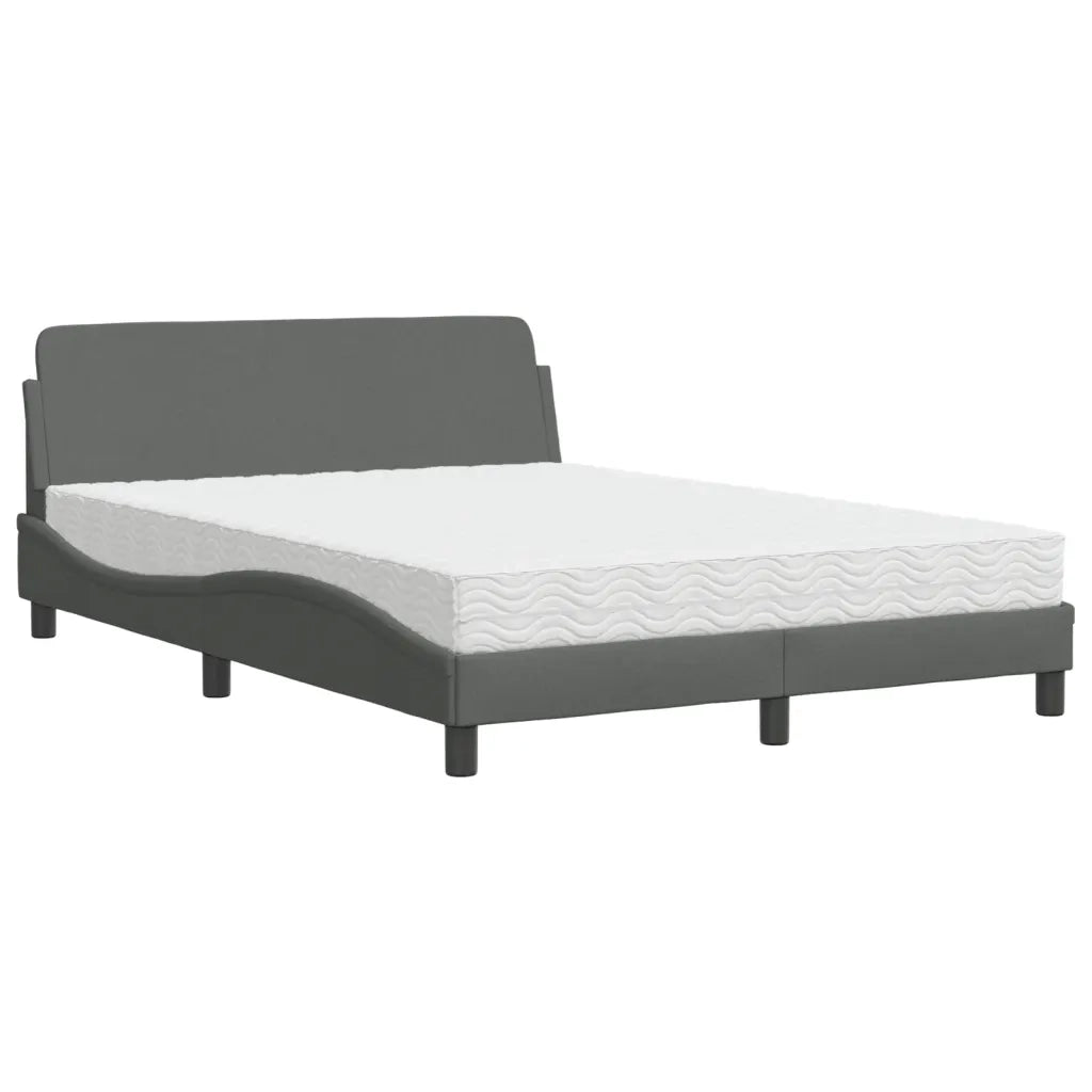 Letto con Materasso Dover Grigio Scuro 140x200cm Tessuto
