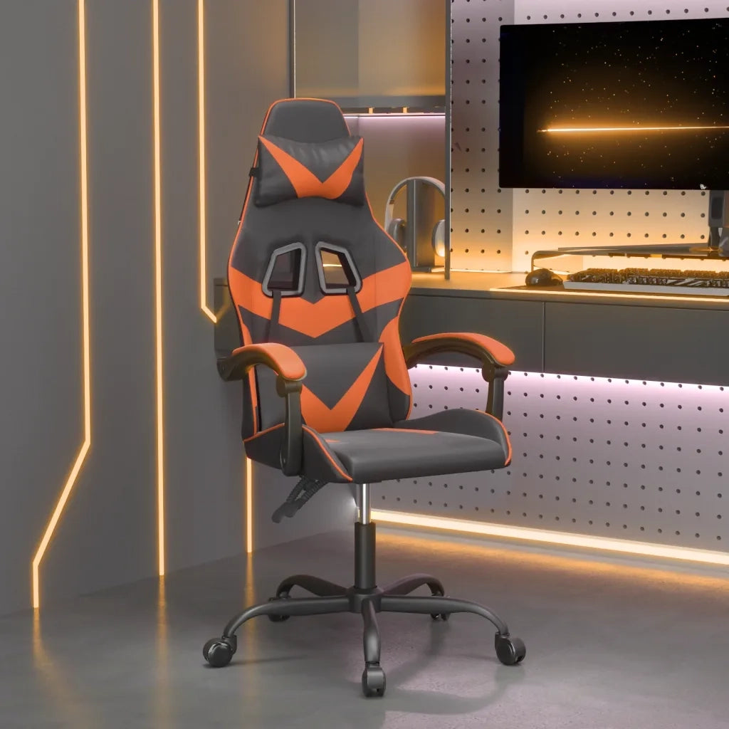 Sedia da Gaming Nero e Arancione in Similpelle 3143848