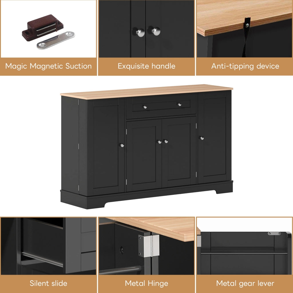 Credenza da cucina con 1 cassetto; 2 ante e ripiani regolabili; per cucina in MDF; nero