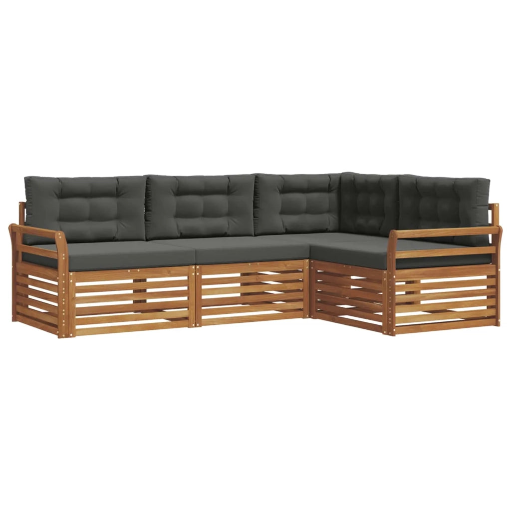 Set di divani da esterno con cuscino 4 pcs Naturale e Antracite