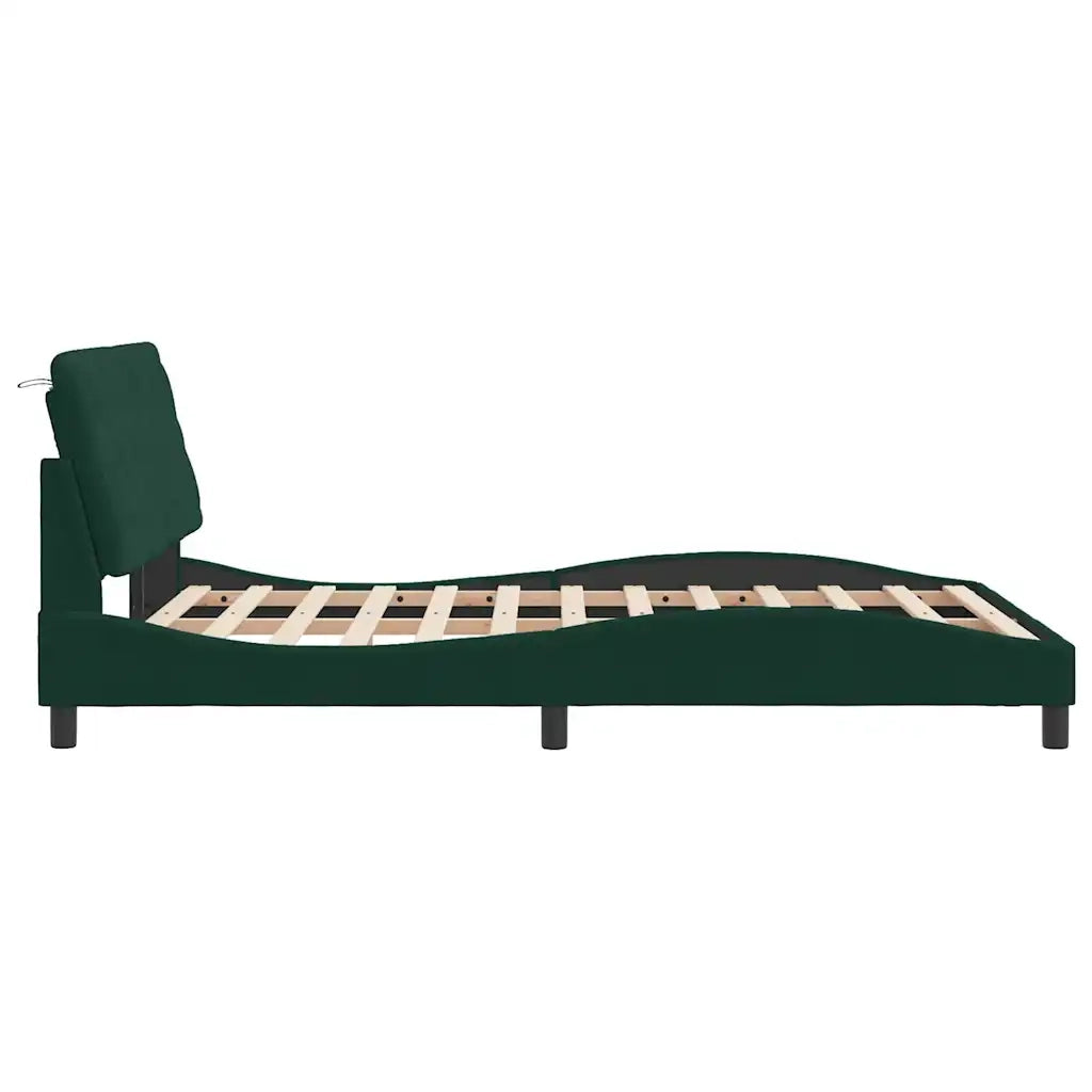 Giroletto con LED senza Materasso-Struttura Letto Verde Scuro 120x200 cm in Velluto