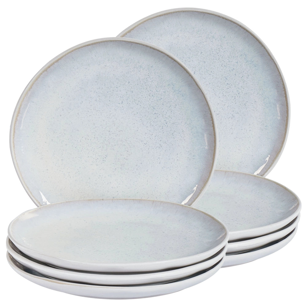 Set di 8 piattini da dessert in gres caolino lavorato a mano con smalto reattivo grigio chiaro Cucina Sala da pranzo