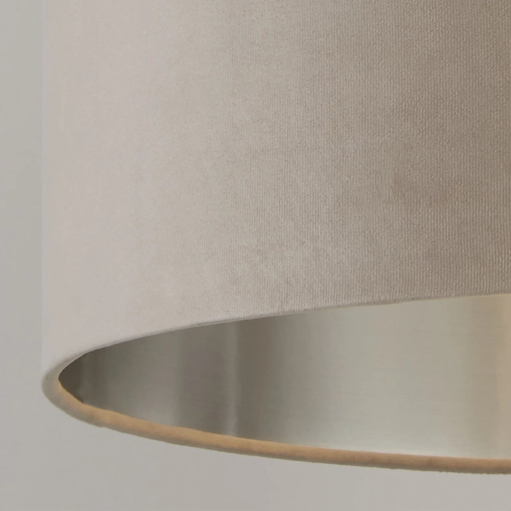 Paralume Contemporaneo Tamburo Tessuto Argento Tortora 1 Luce D38Cm