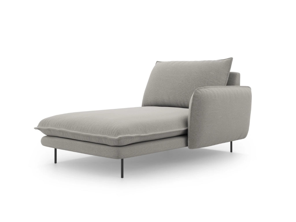 Cosmopolitan Design - Chaise longue destra "Vienna" in tessuto strutturato grigio chiaro 