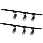 Kit binario PARIS Polux nero 6 faretti GU10 2x1m connettori