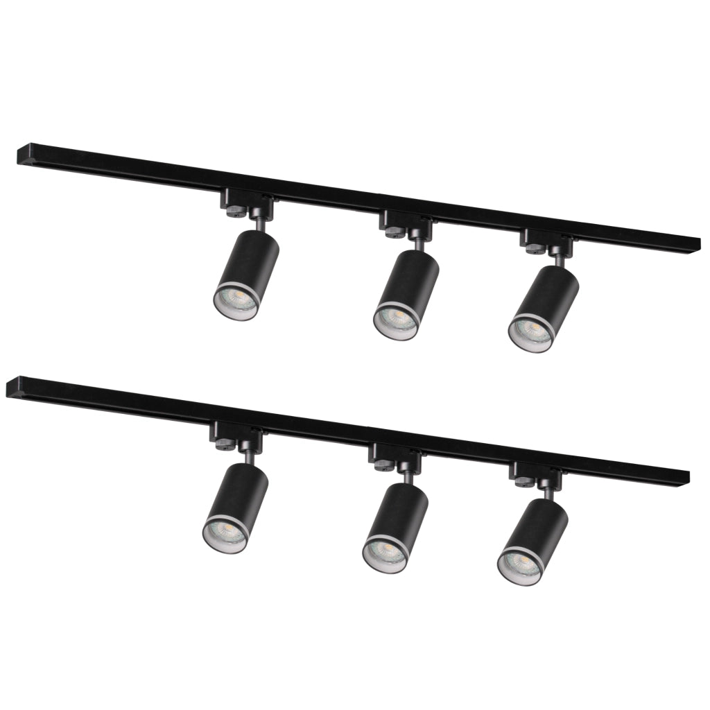 Kit binario PARIS Polux nero 6 faretti GU10 2x1m connettori