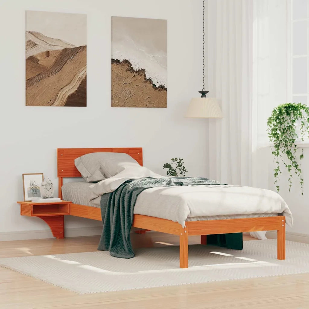 Letto singolo | Letto per adulti | Struttura del letto Marrone cerato 75 x 190 cm Pino massello