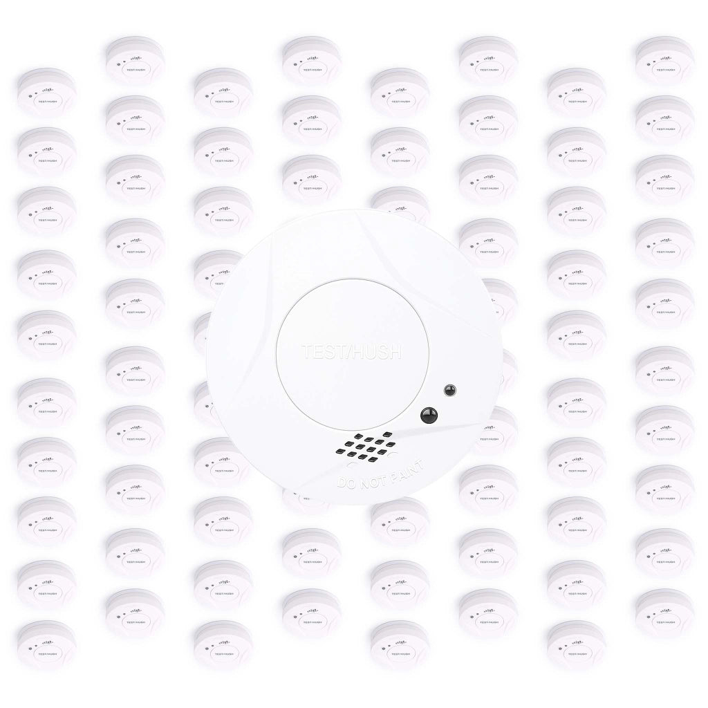 Set 80x Rilevatore di fumo con batteria fissa da 3 V, 10 anni senza manutenzione, allarme antincendio con funzione HUSH, sensore antifumo fotoelettrico affidabile con potenza sonora di 85 dB